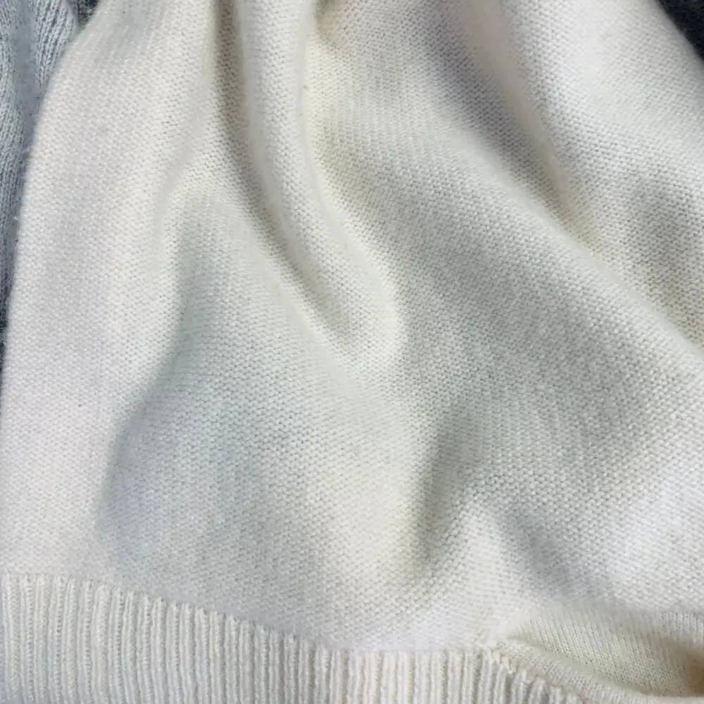 BLACK GOAT Size M Grey Cream Cashmere Stripe Open Front Cardigan